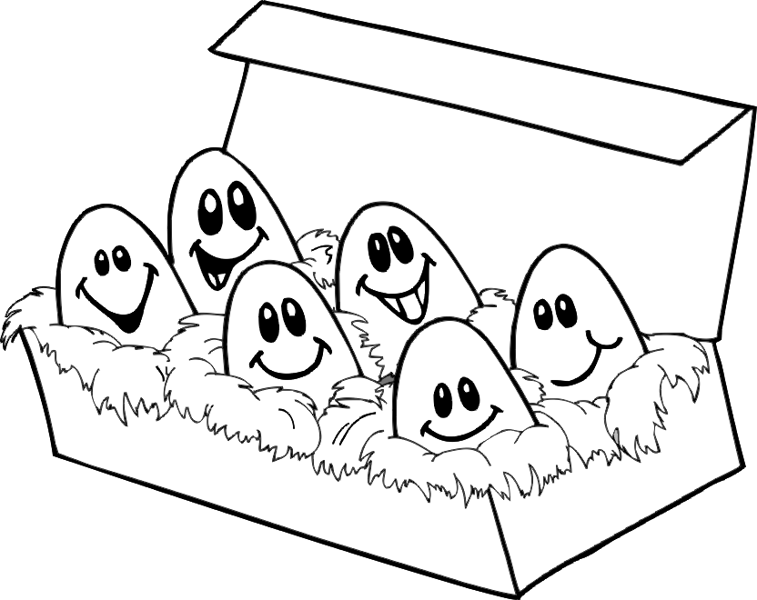 Easter Egg Coloring Page | Smiling Eggs in a Carton