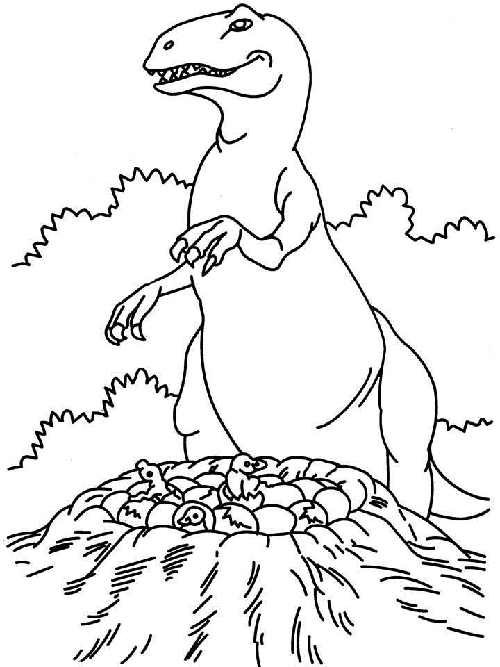 Dinosaur looking for kid coloring page: Dinosaur looking for kid 