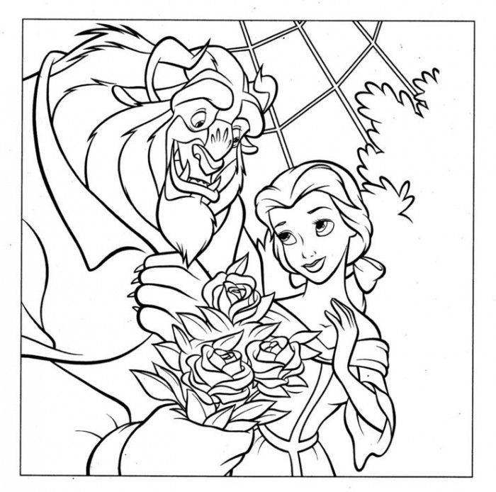 Belle Wants to Dance With Beast Coloring Page | Kids Coloring Page
