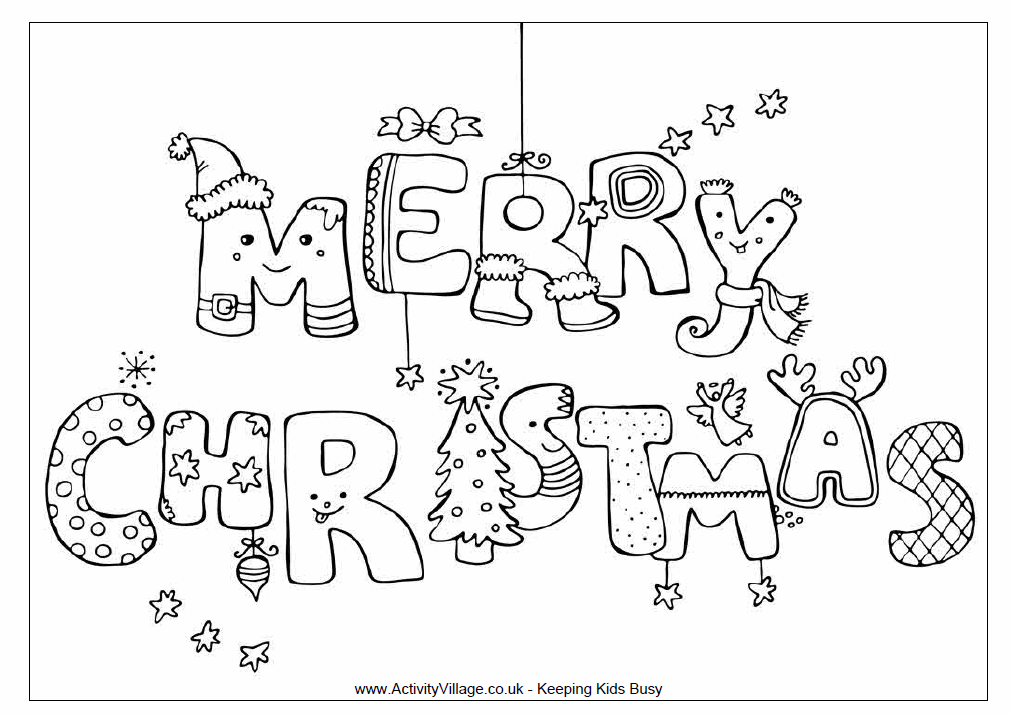christmas coloring pages merry bubble letters