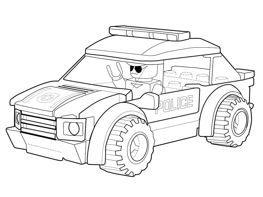 Lego Police Car Coloring Page - Free Printable Coloring Pages for Kids