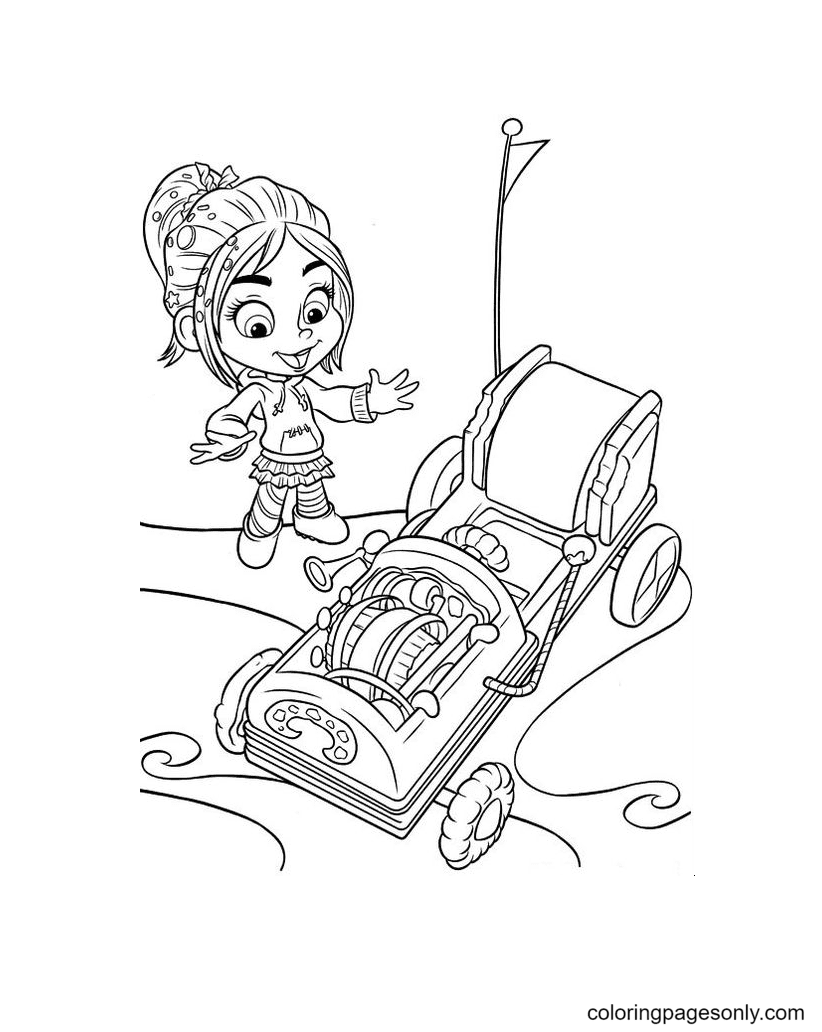 Vanellope is happy to see the car Coloring Pages - Wreck-It Ralph Coloring  Pages - Coloring Pages For Kids And Adults