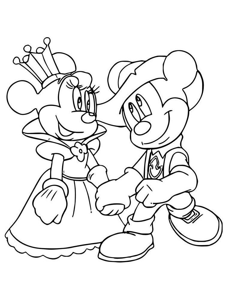 Free Printable Mickey and Minnie Mouse coloring pages.
