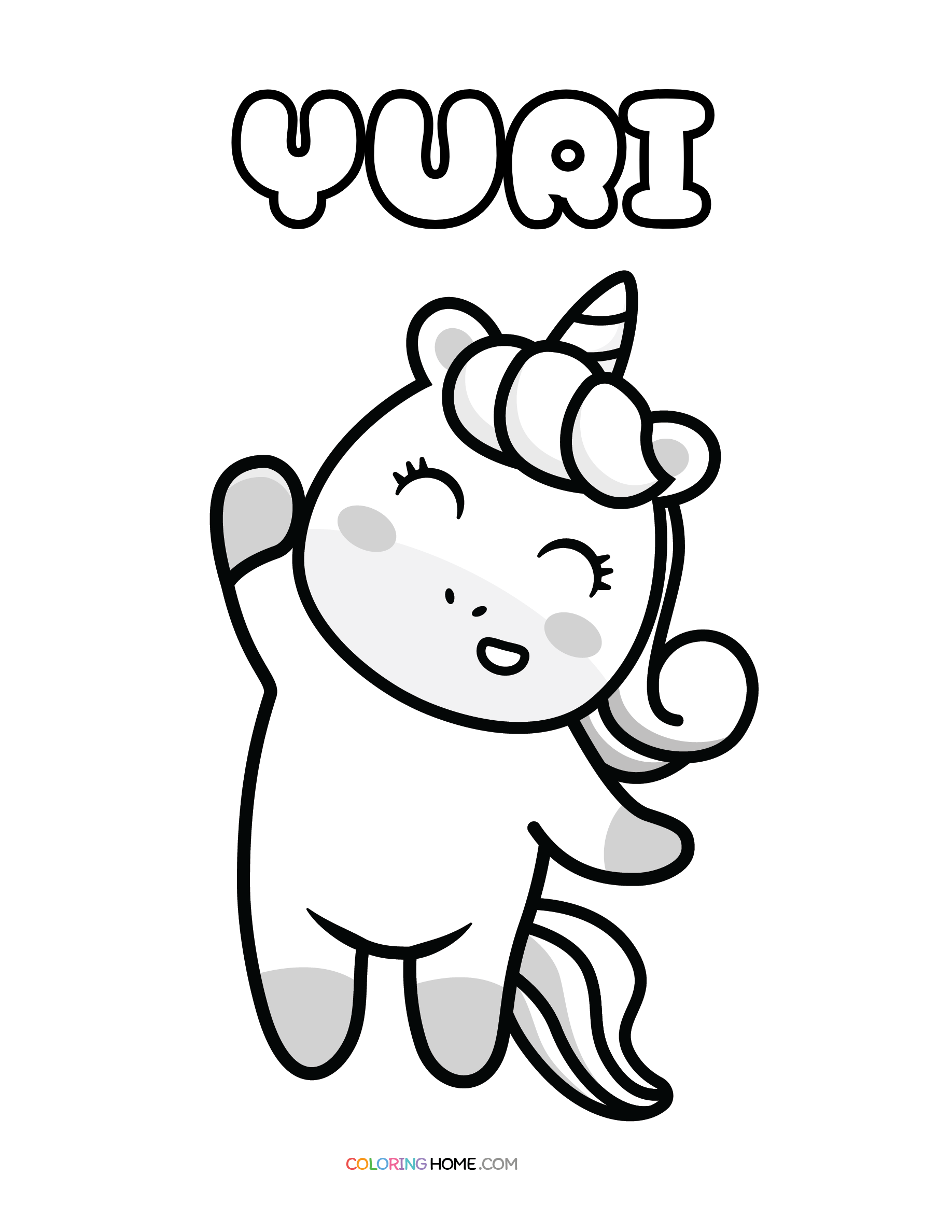 Yuri unicorn coloring page