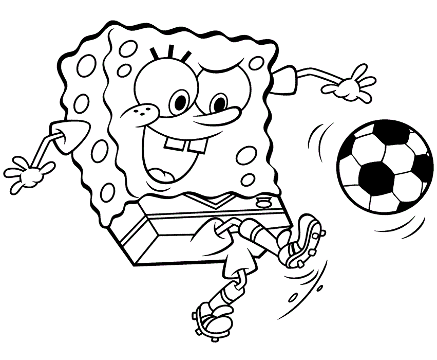 Print out Spongebob playing soccer coloring page - Free Printable ...