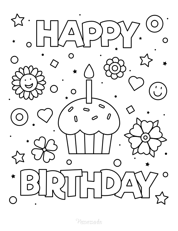 55 Best Happy Birthday Coloring Pages Free - Printable PDFs