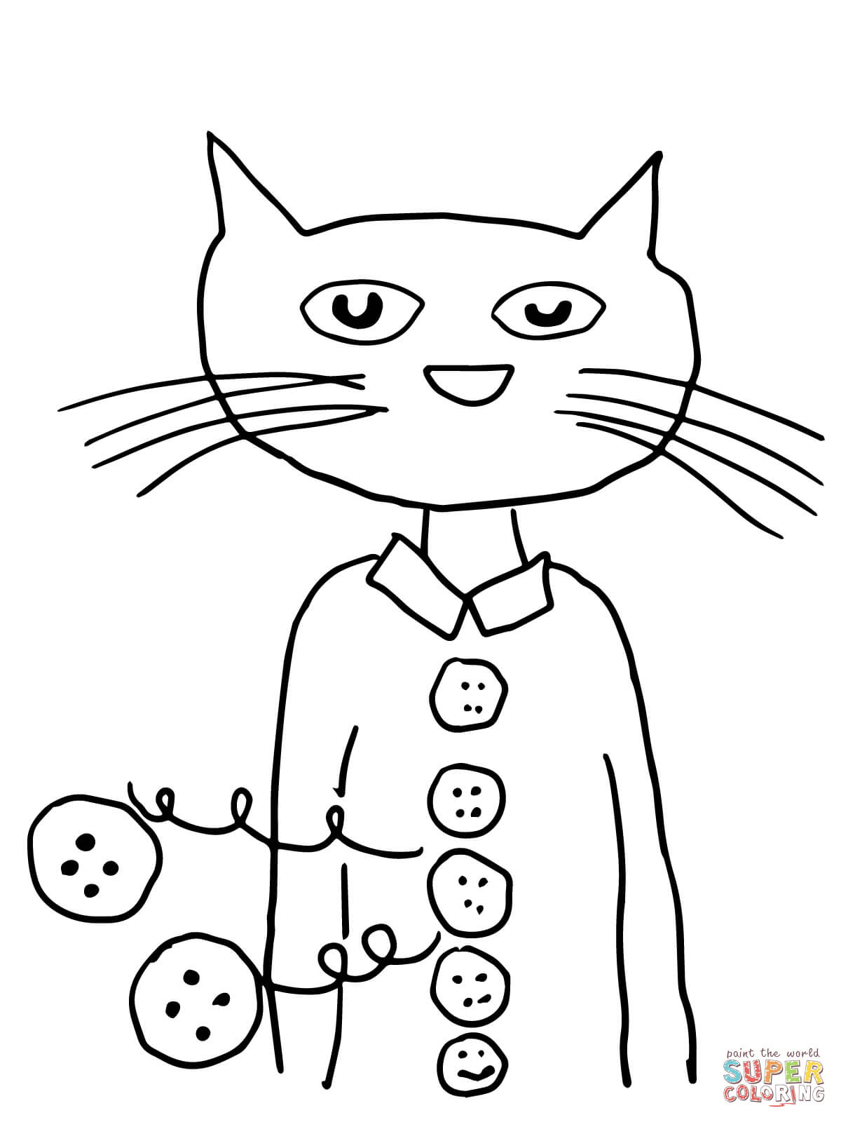 Pete the Cat Groovy Buttons coloring page | Free Printable ...