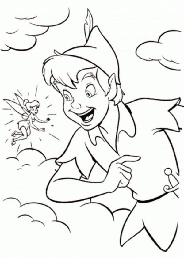 Peter Pan And Tinkerbell Coloring Page | kleurplaten | Pinterest ...