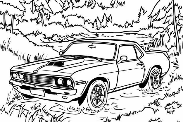 Detailed muscle car coloring page for ...