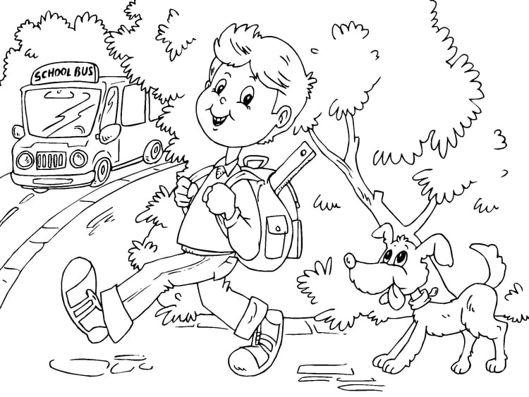 Coloring Page going to school by bus ...