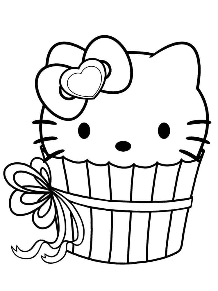 Hello Kitty Cupcake coloring page ...