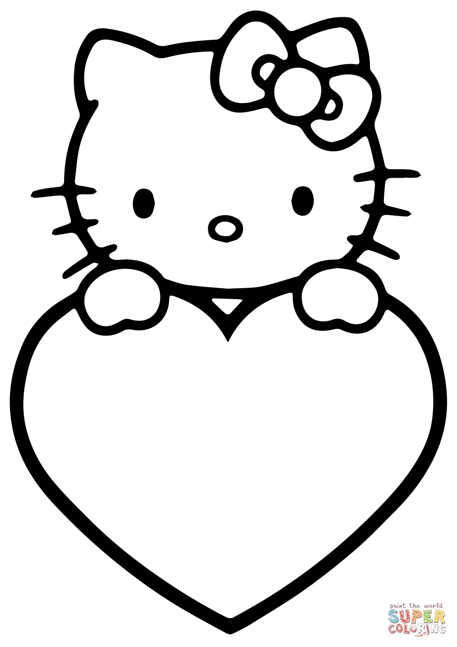 Valentine's Day Hello Kitty coloring page | Free Printable Coloring Pages