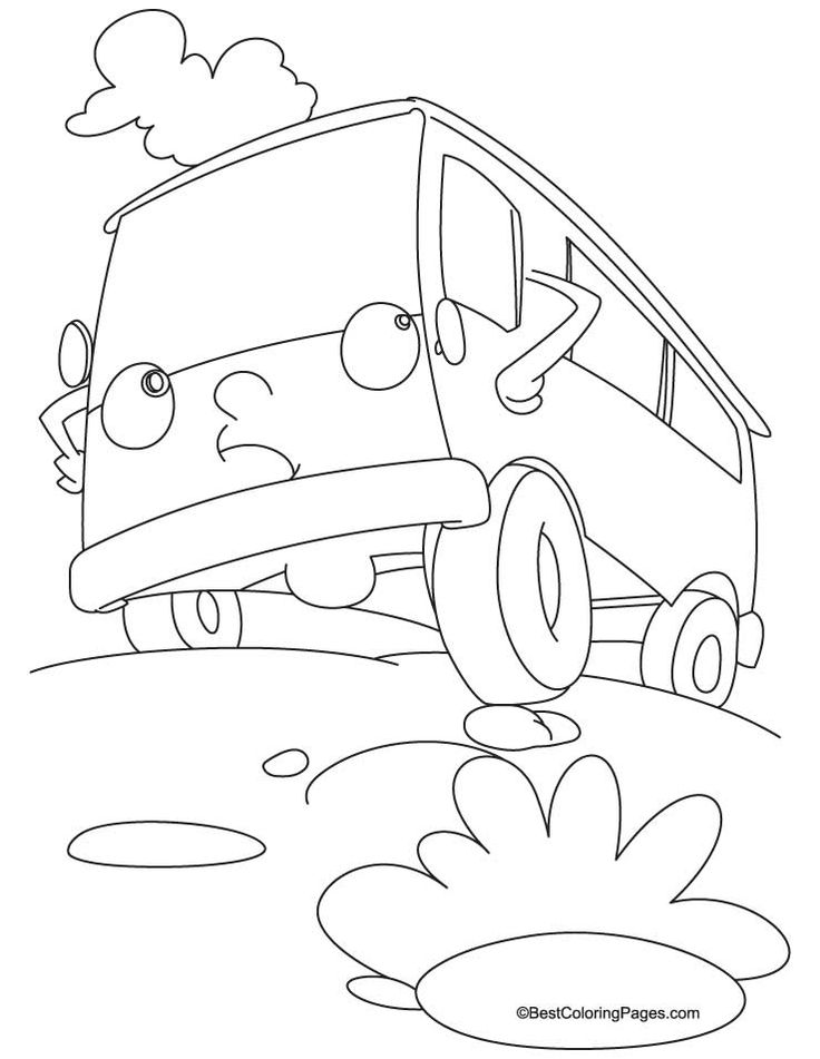Cartoon van coloring page for kids ...