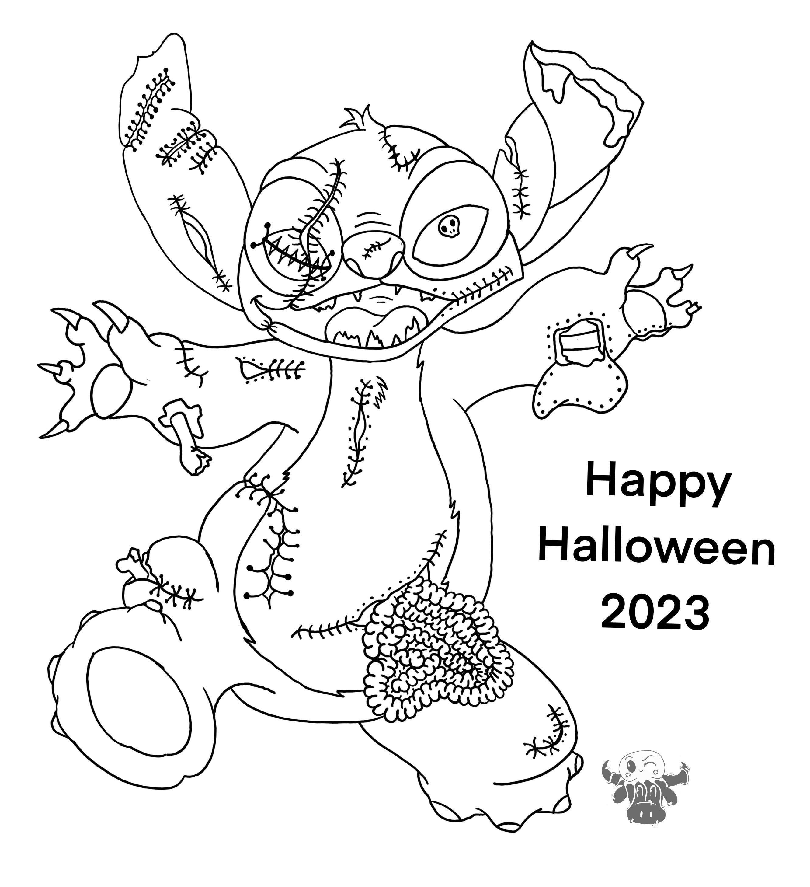 Halloween stitch coloring page : r/liloandstitch