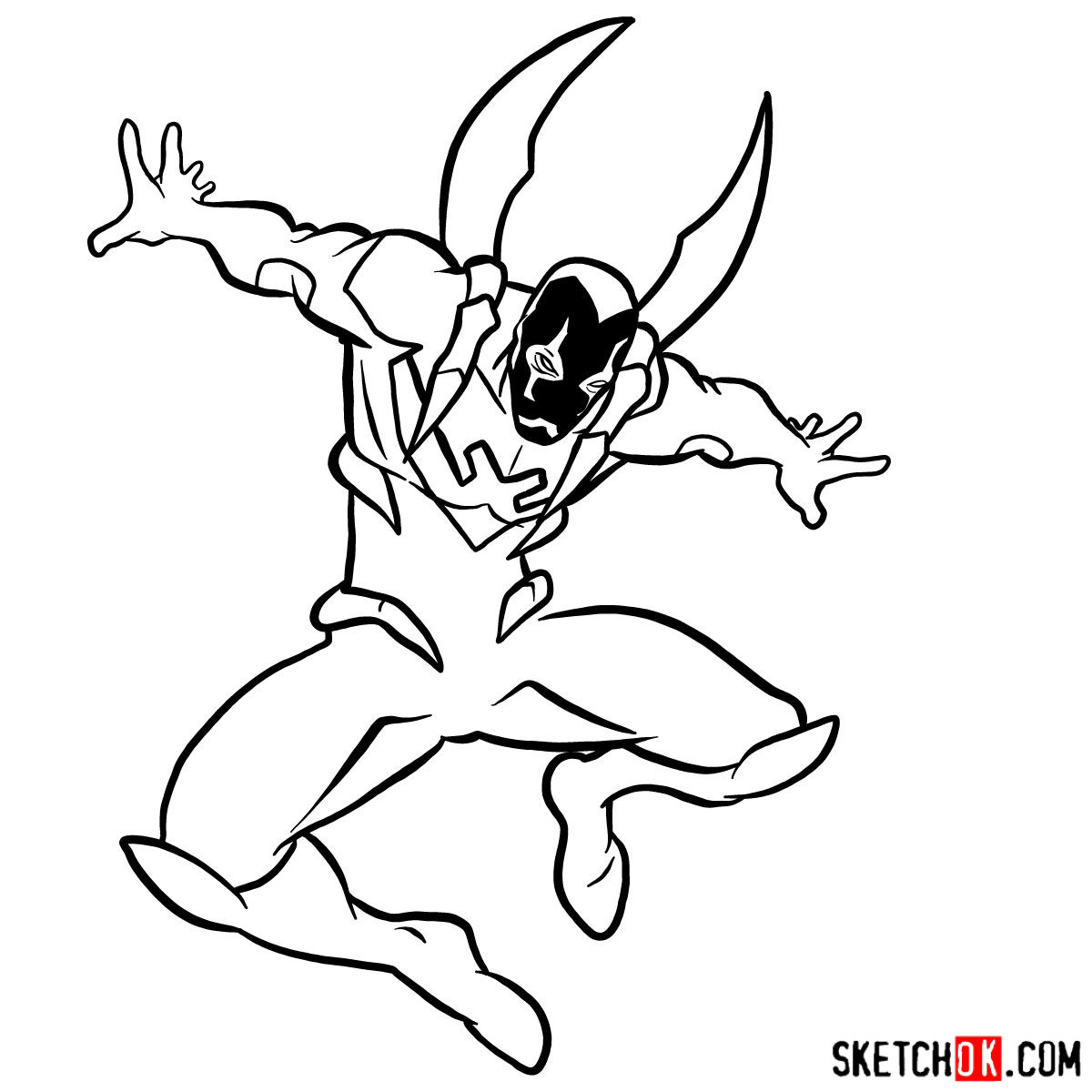 Learn How to Draw Blue Beetle from DC Comics in 14 Easy Steps