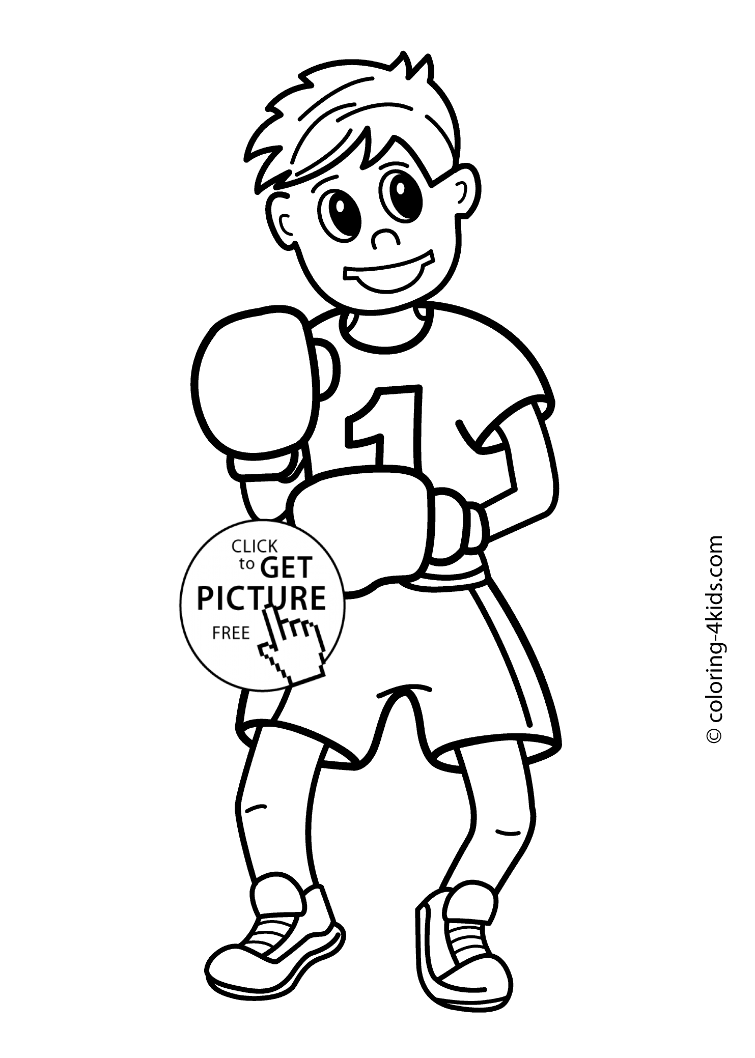 Boxing sport coloring page for kids, printable free | coloing-4kids.com