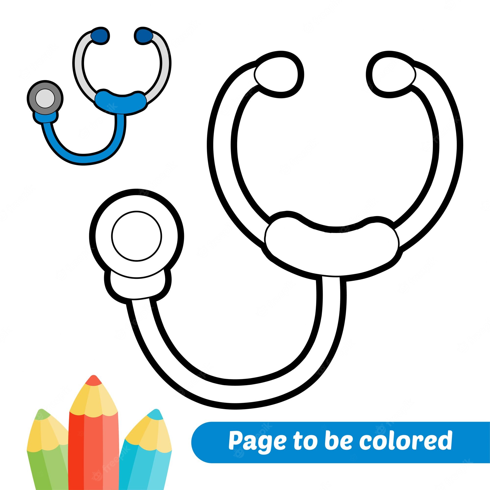 Premium Vector | Coloring book for kids stethoscope vector