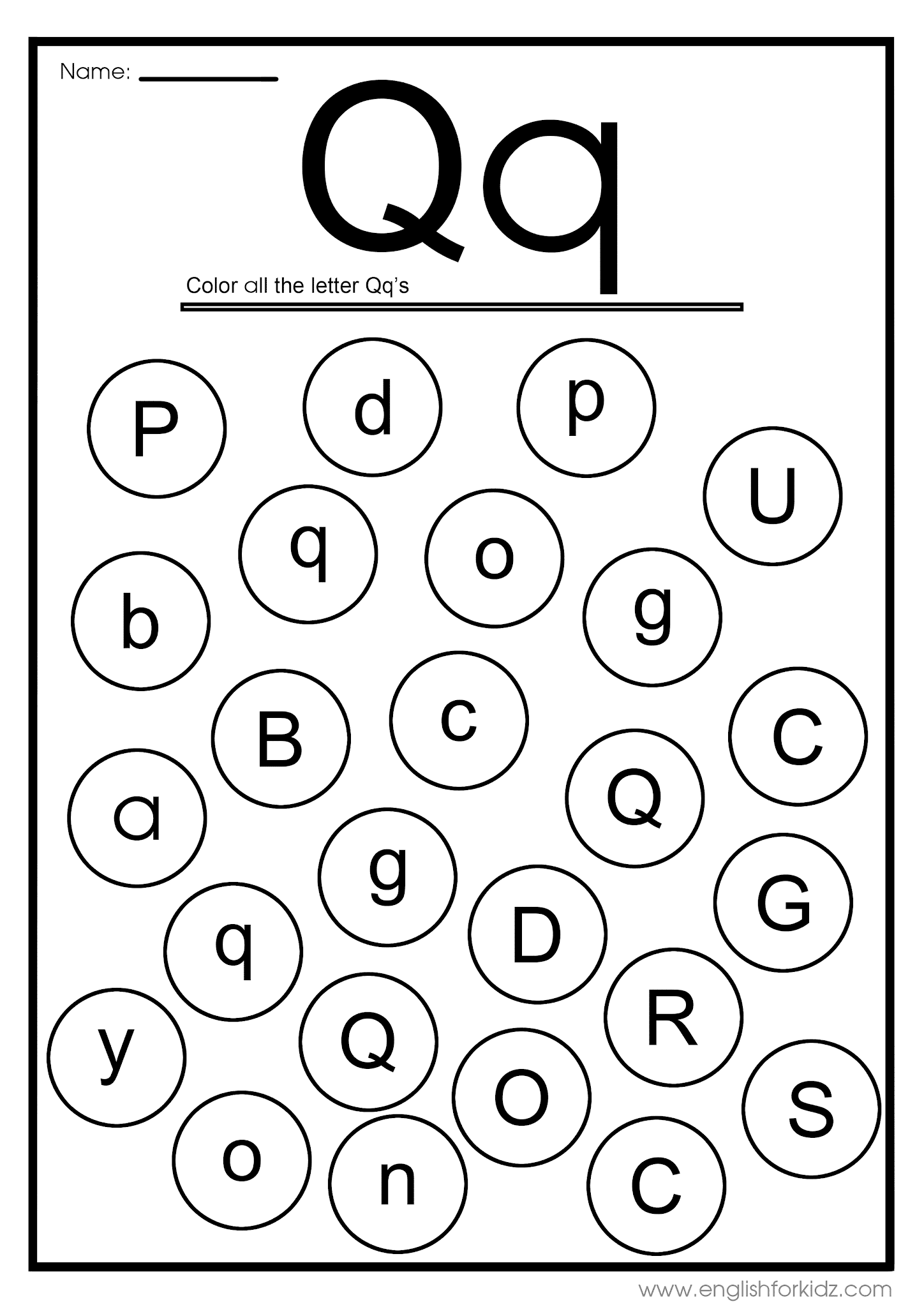 Letter Q Worksheets, Flash Cards, Coloring Pages