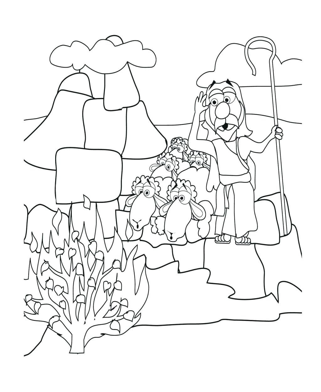 coloring ~ Moses And The Burning Bush Coloring Pages Spider ...