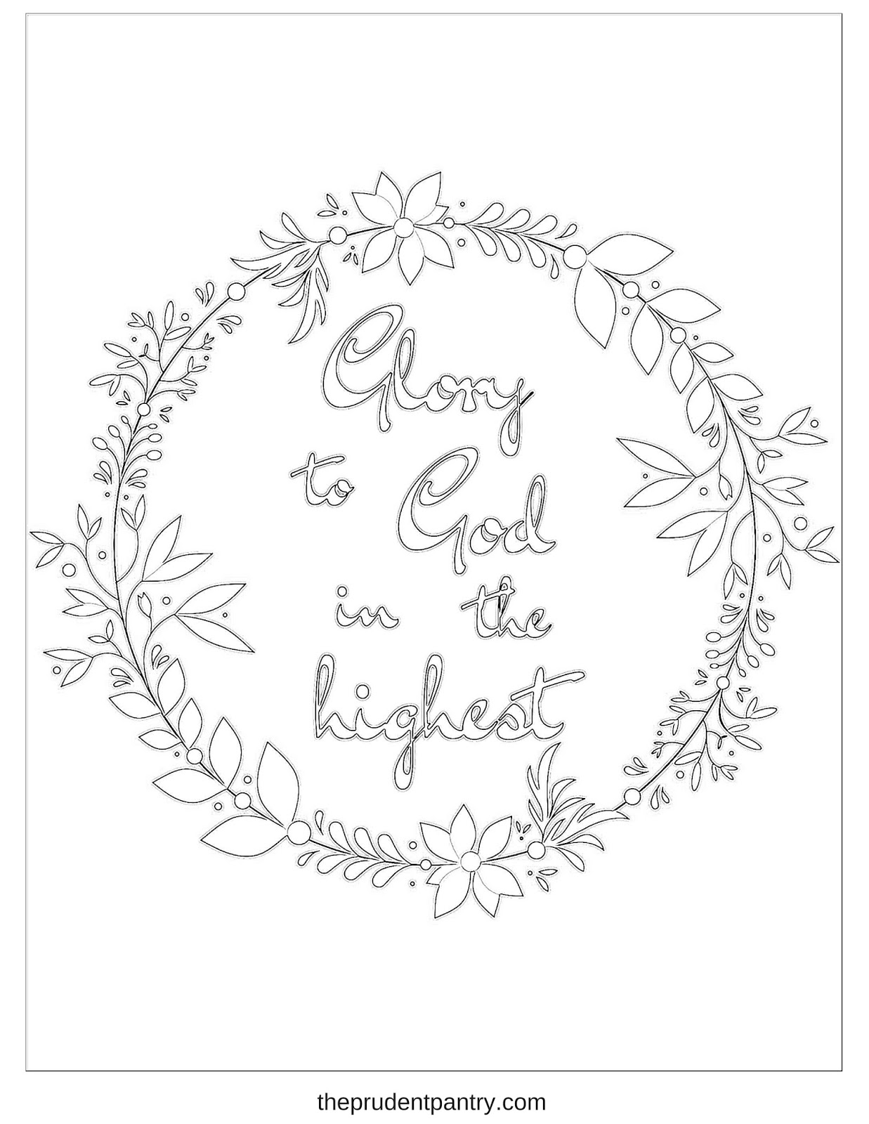 The Prudent Pantry: Glory to God in the highest (printable + coloring page)