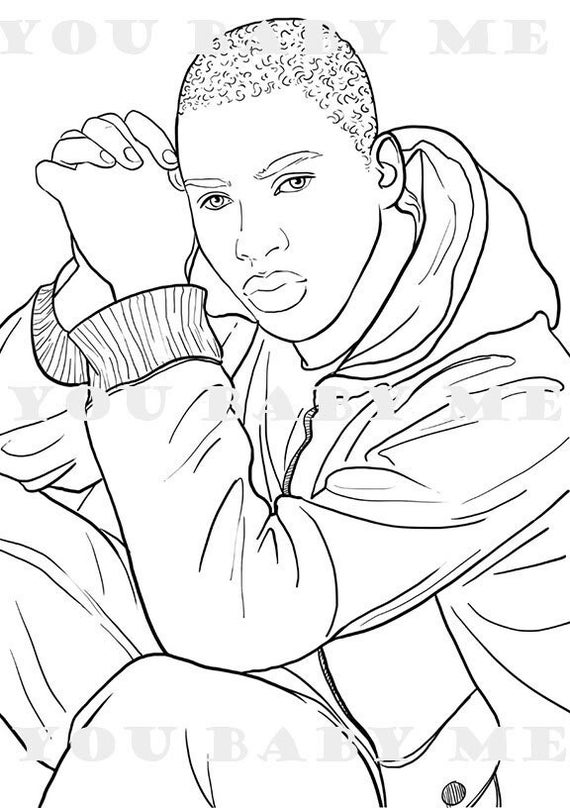 Young Man in Thought Black Boy Coloring Page Adult Coloring - Etsy