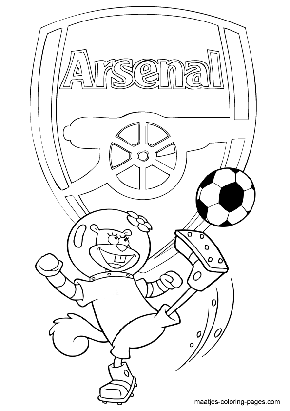 Arsenal Sandy playing soccer free printable coloring page