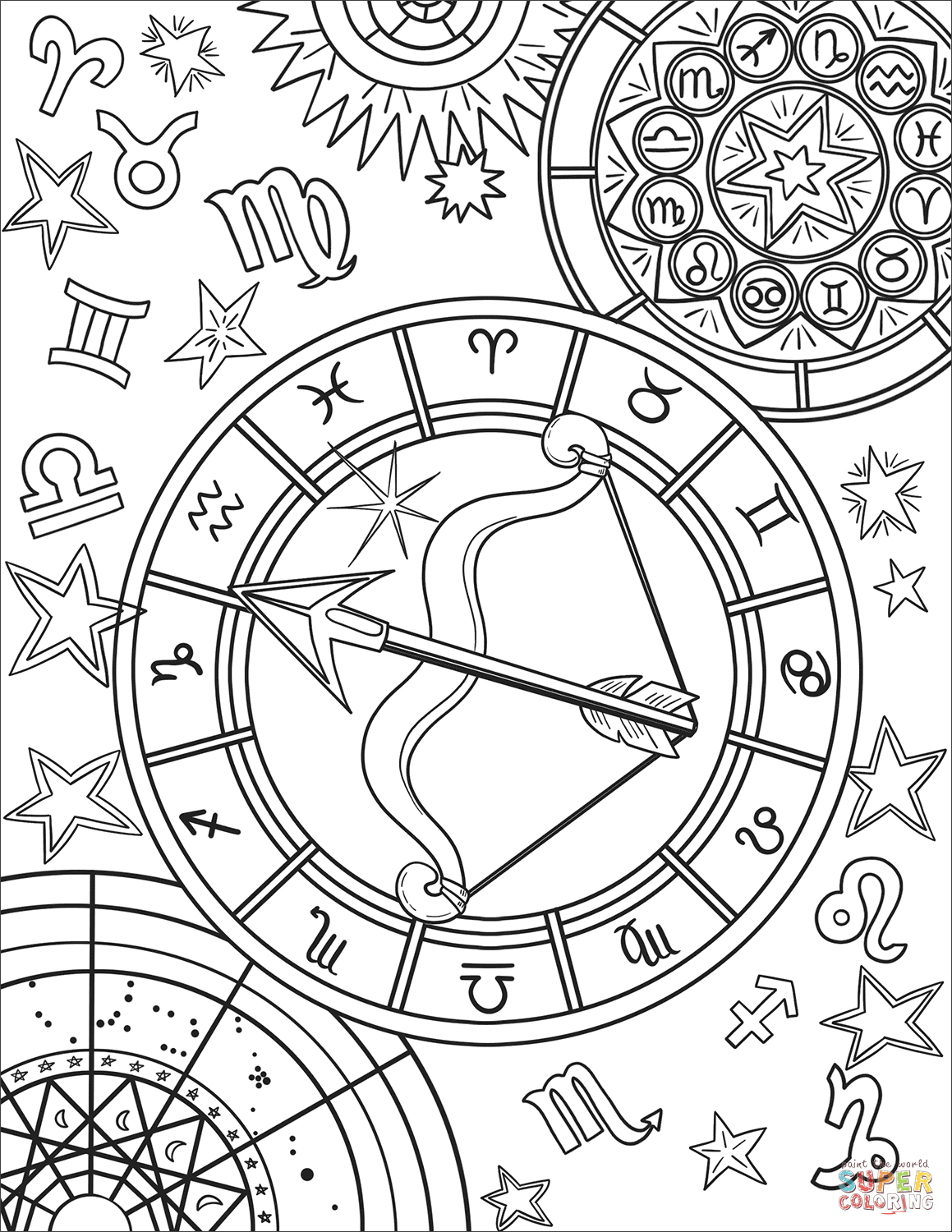 Sagittarius Zodiac Sign coloring page | Free Printable Coloring Pages |  Free printable coloring pages, Printable coloring pages, Free printable  coloring