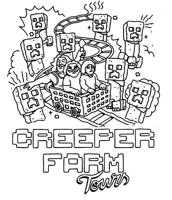 Coloring page A Minecraft Movie : Creeper Farm Tour 3