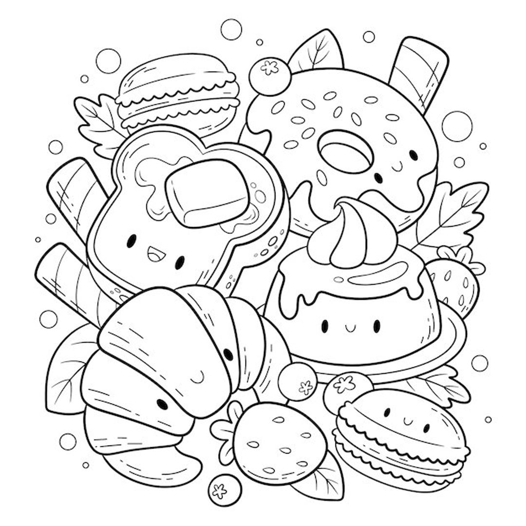 Kawaii Cute Food Coloring Page Coloring Nation