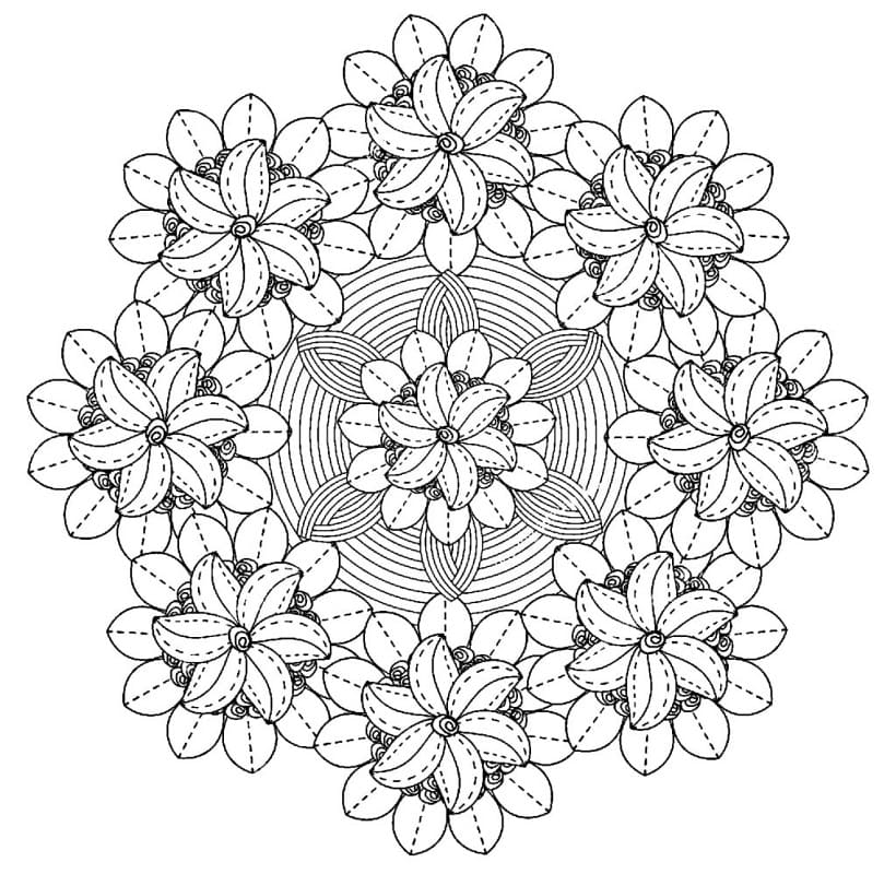 Free Complex Flower Mandala Coloring Page - Free Printable Coloring Pages  for Kids