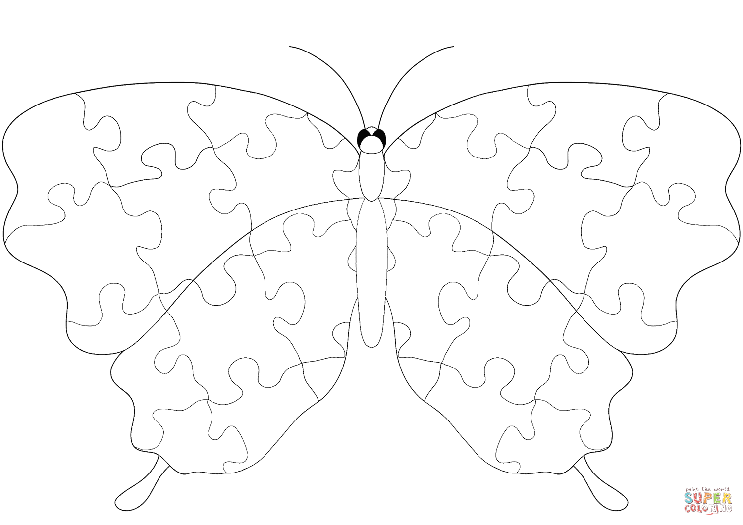 Butterfly with Jigsaw Puzzle Pattern coloring page | Free Printable Coloring  Pages