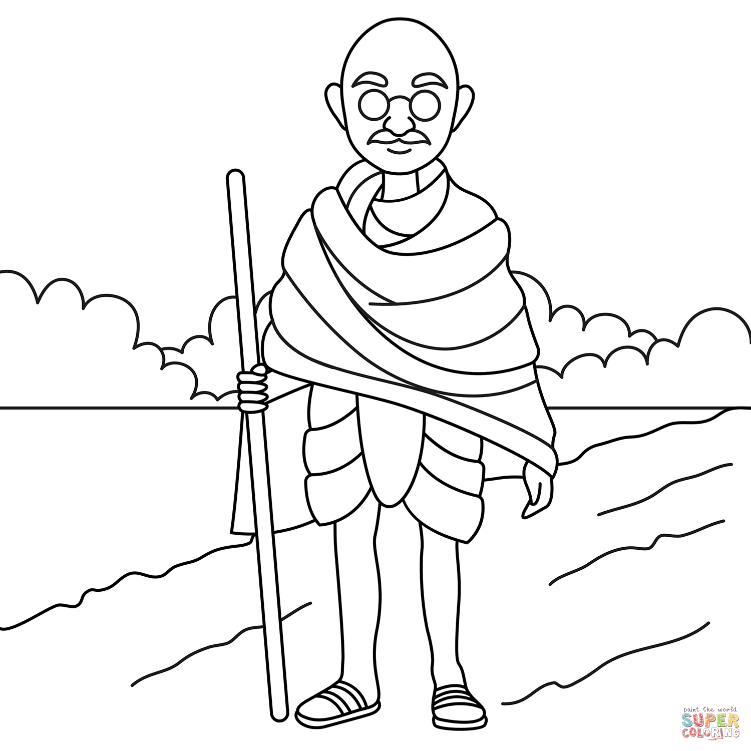 Gandhi coloring page | Free Printable Coloring Pages