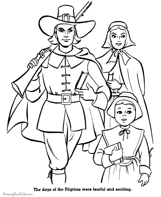 Pilgrim Kids Coloring Page Images & Pictures - Becuo