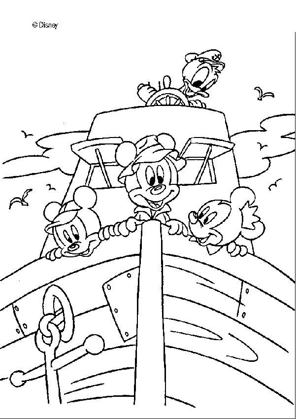 Mickey Mouse coloring pages - Donald Duck and Mickey Mouse on a boat