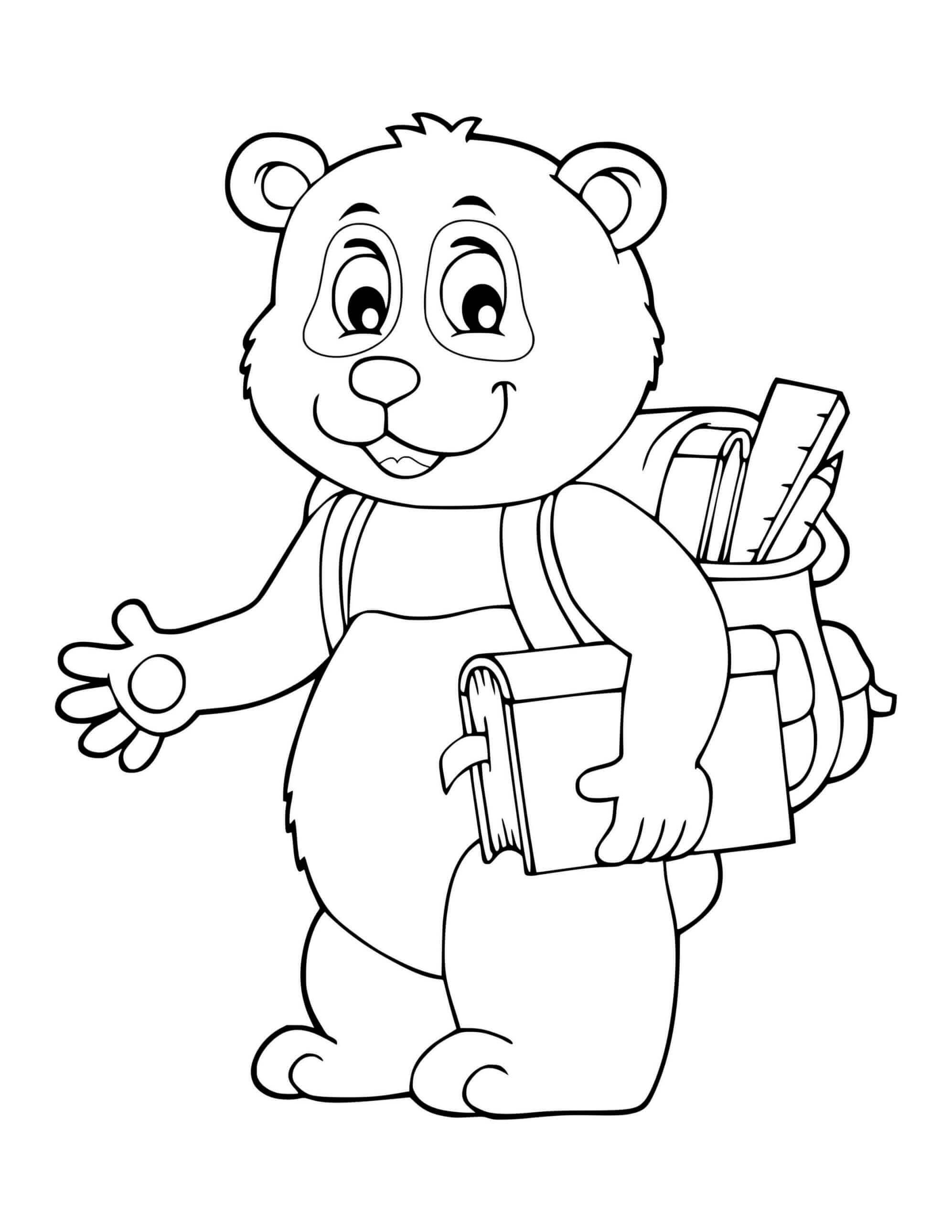Fall Back To School Cute Bear Coloring Pages - Coloring Cool