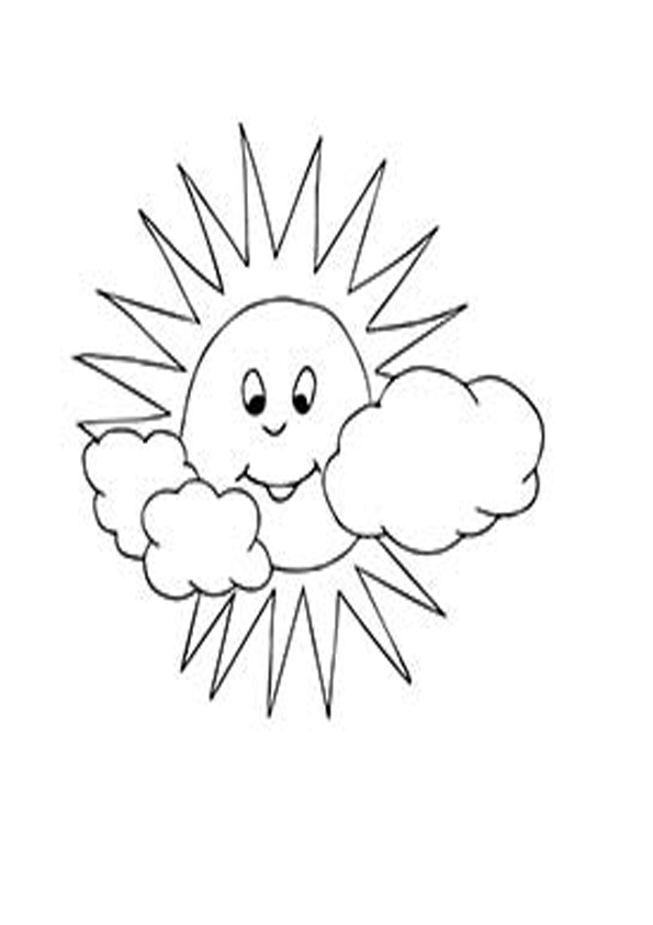 Coloring Pages | Smiling Sun in Clouds Coloring Pages