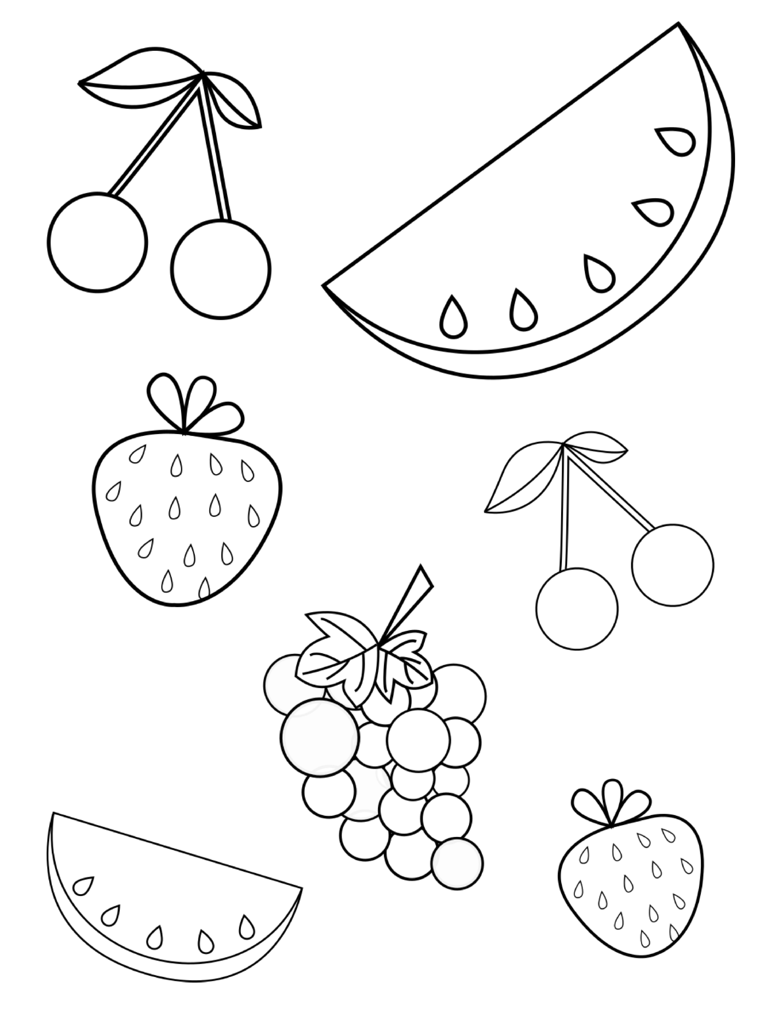 FREE Summer Fruits Coloring Page PDF for Toddlers & Preschoolers