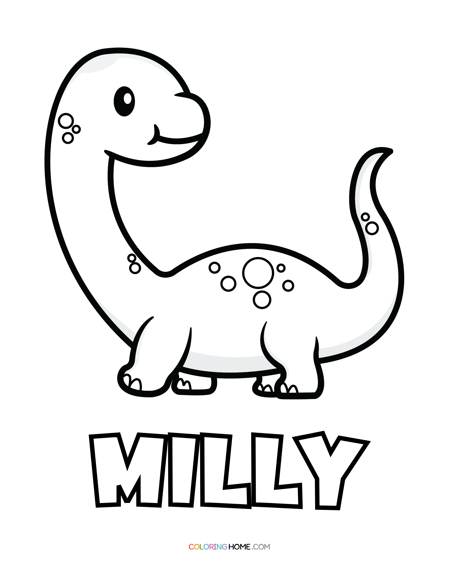 Milly dinosaur coloring page