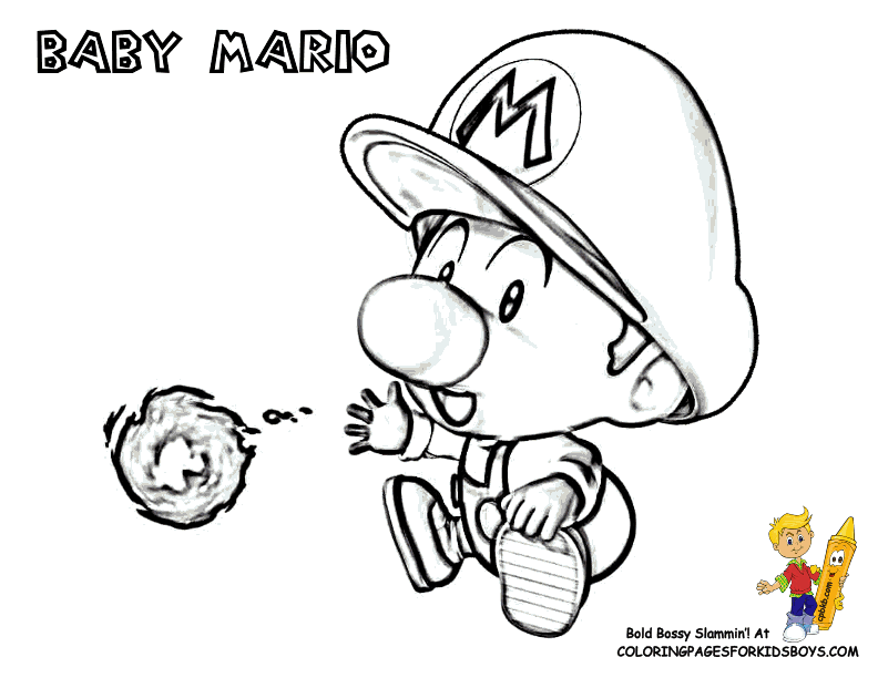 Baby Mario Colouring Pages - Coloring Pages for Kids and for Adults