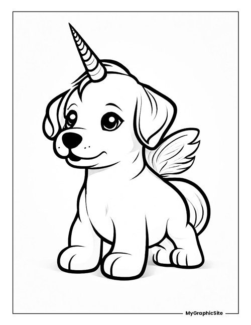 Colorful Unicorn Puppy Coloring Page ...