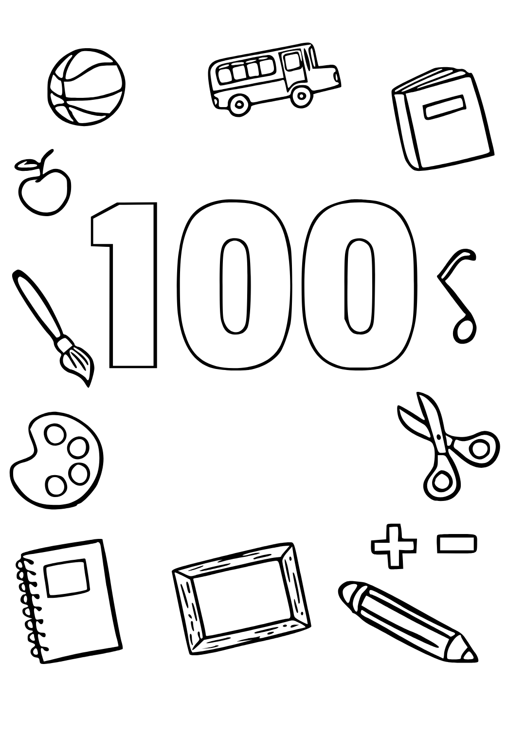 Free Printable 100th Day Of School Elements Coloring Page for Adults and  Kids - Lystok.com