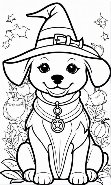 coloring page dogs in hats