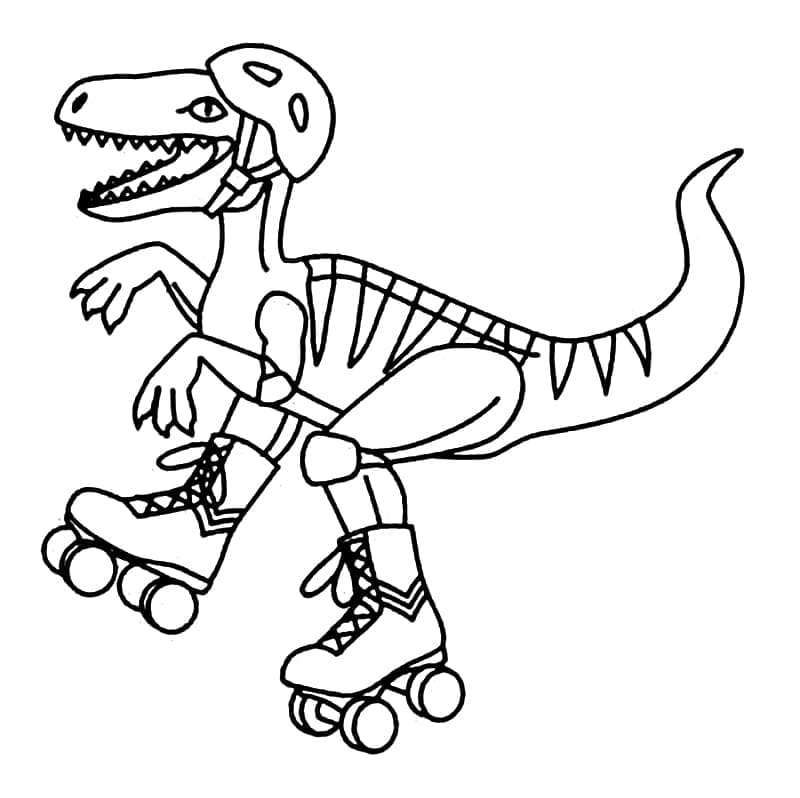 Dinosaur on Roller Skates coloring page ...