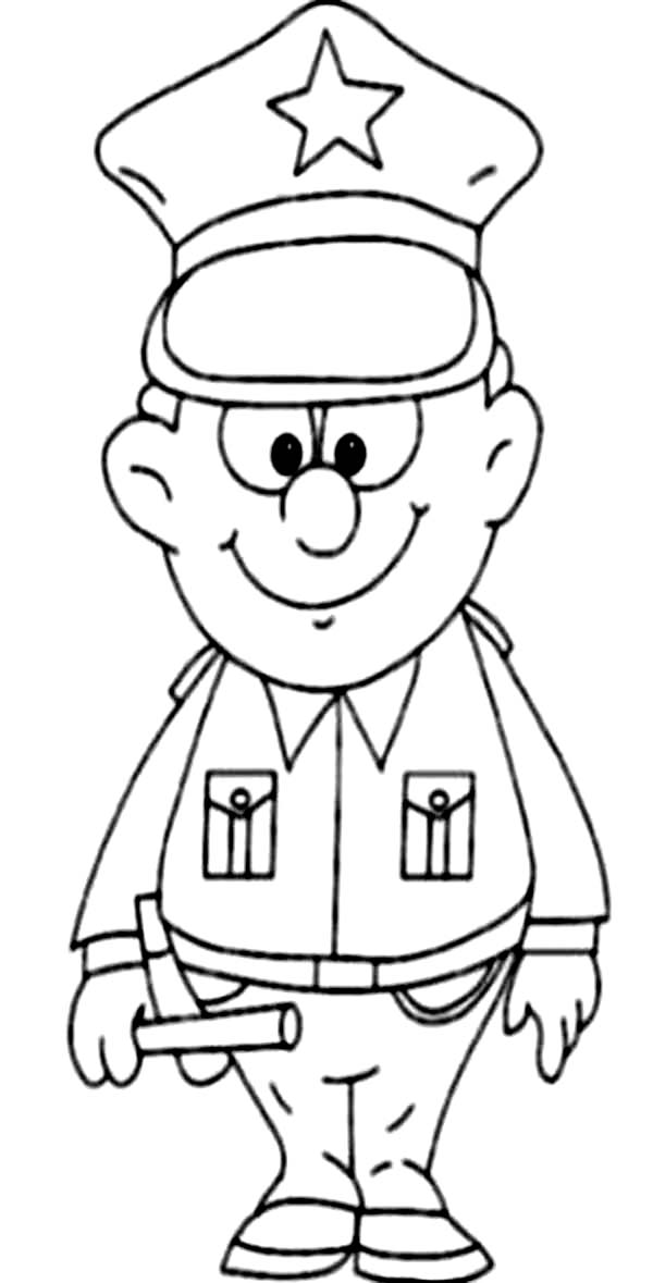 Great Policeman in Professions Coloring Pages | Batch Coloring