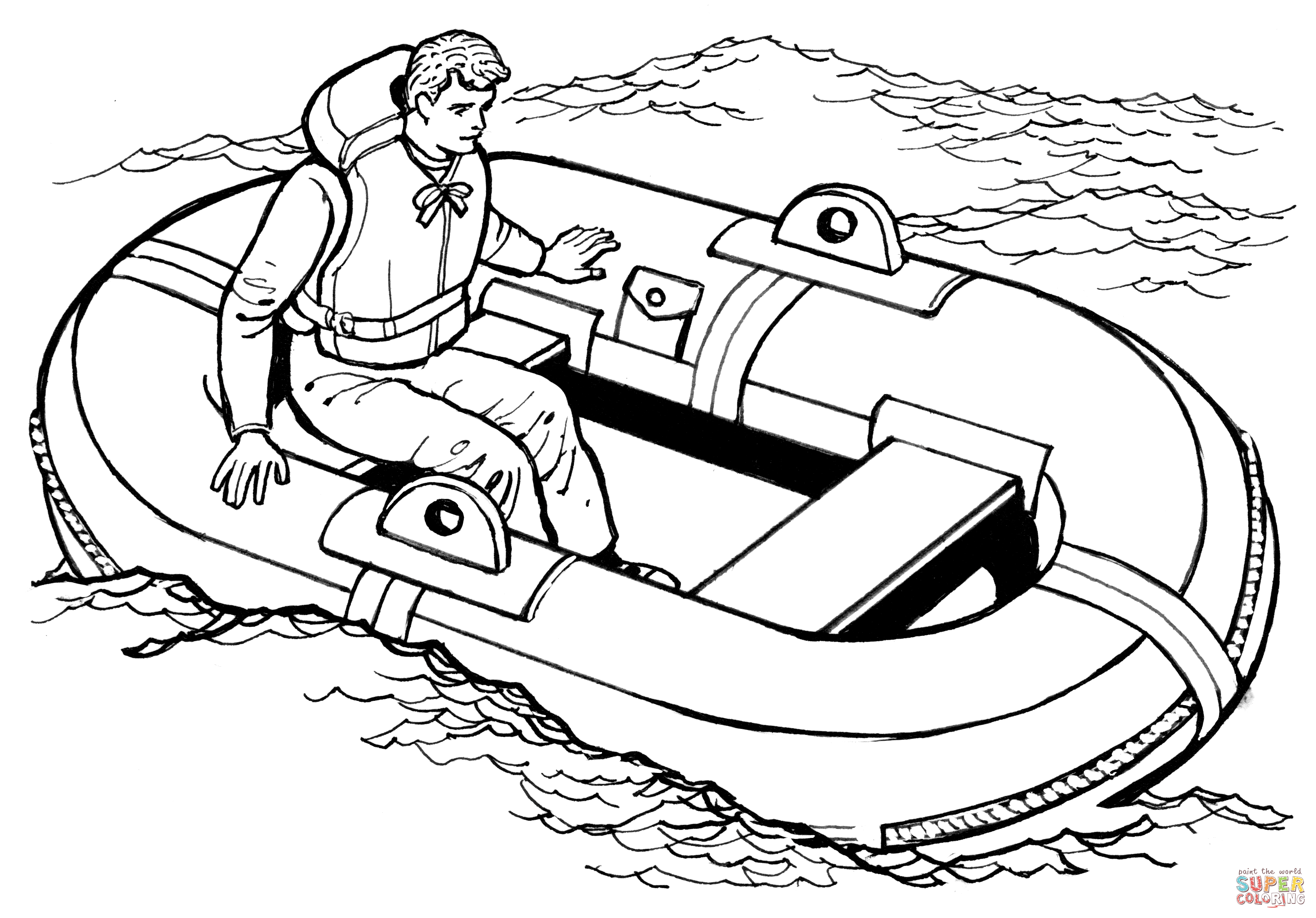Man on a Life Raft coloring page | Free Printable Coloring Pages