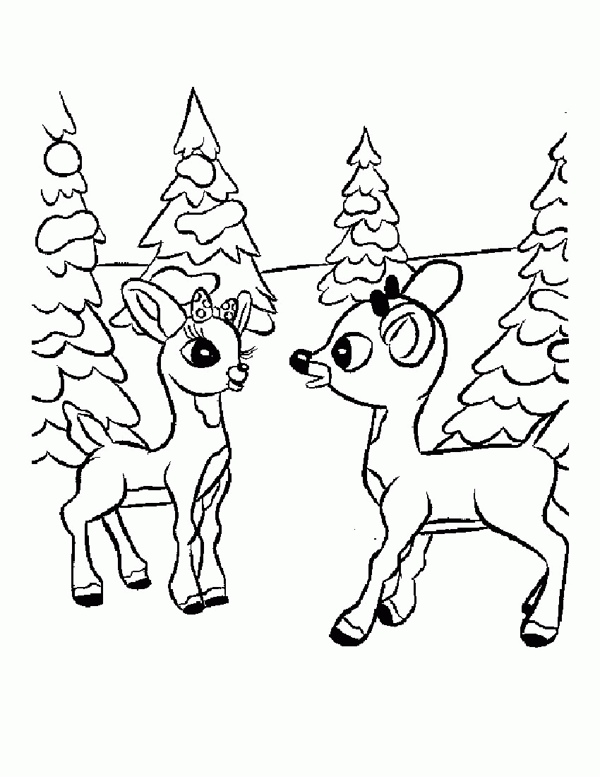 Cartoon Reindeer Coloring Page - Coloring Pages For All Ages