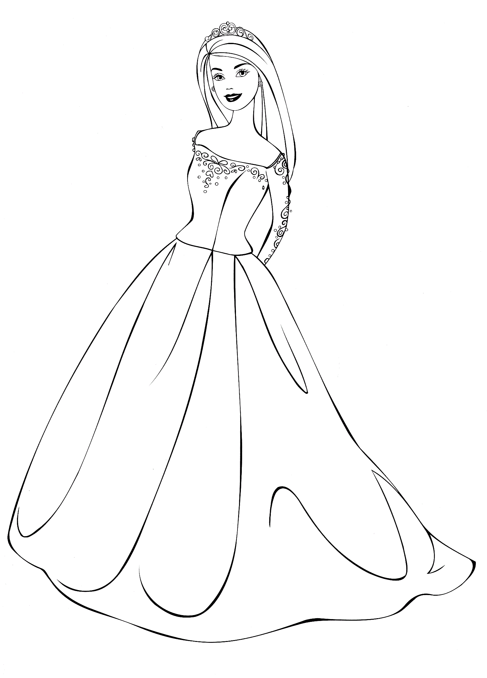 Princess Barbie in a wedding dress - Coloring pages for you