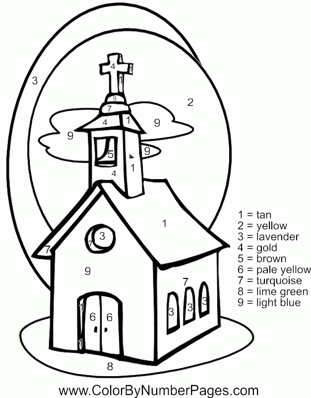 colouring page of a church - Clip Art Library