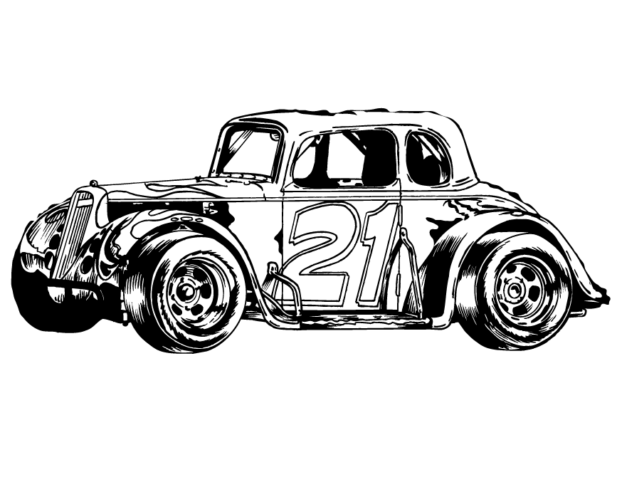 Classic Racing Car Number 21 Coloring Page | H & M Coloring Pages