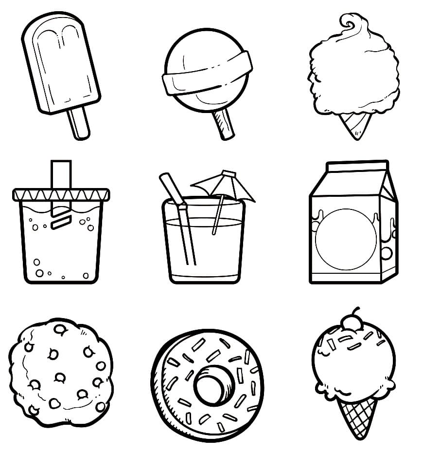 Foods Stickers Coloring Page - Free Printable Coloring Pages for Kids
